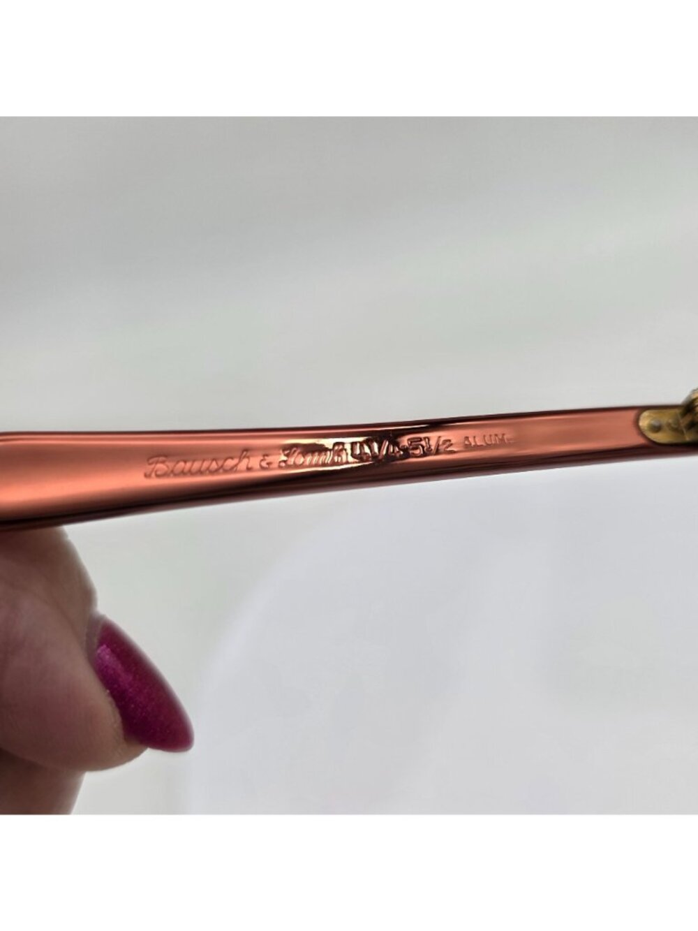 Bausch & Lomb Vintage Rimless Eyeglass Frames Rose Gold Brown Metal 5" Wide - Picture 3 of 12